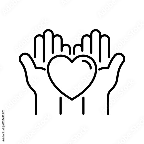 Hands with heart vector icon. editable line icon in outline style, love, support symbol