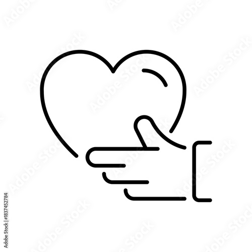 Heart and hands vector icon. editable line icon, charity outline style design