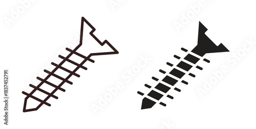 Screw icons design is in black and white, line stock illustration