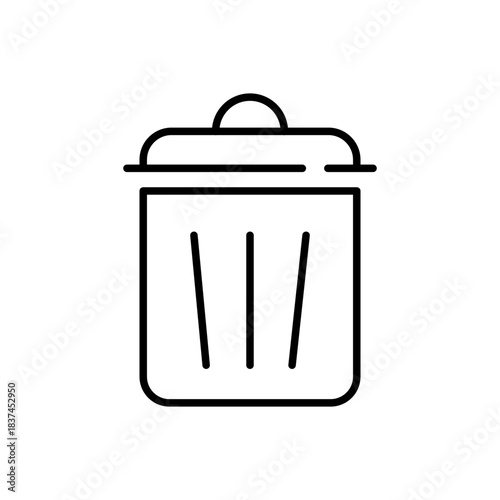 Trash bin vector icon: editable line icon in flat style with delete symbols