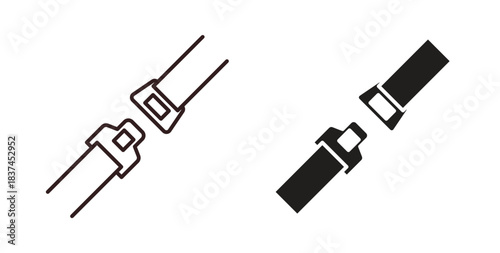 Seat Belt icons design is in black and white, line stock illustration
