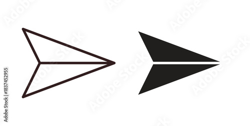 Send icons design is in black and white, line stock illustration