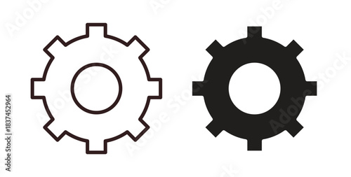 Settings button icons design is in black and white, line stock illustration