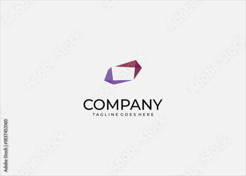 Abstract geometric polygon loop shape forming dynamic hollow object with faceted edges for modern branding technology decoration minimal vector design logo element illustration