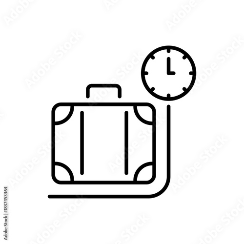 Travel vector icon. editable line icon in outline style, luggage and clock symbols