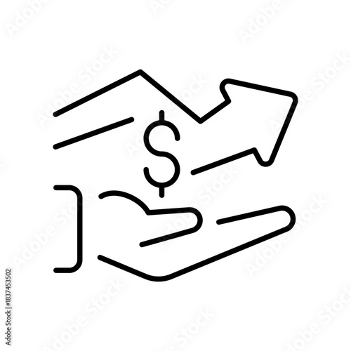 Financial growth vector icon: editable line icon, outline money symbol