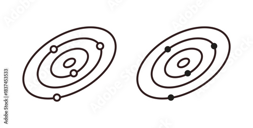 Space icons design is in black and white, line stock illustration