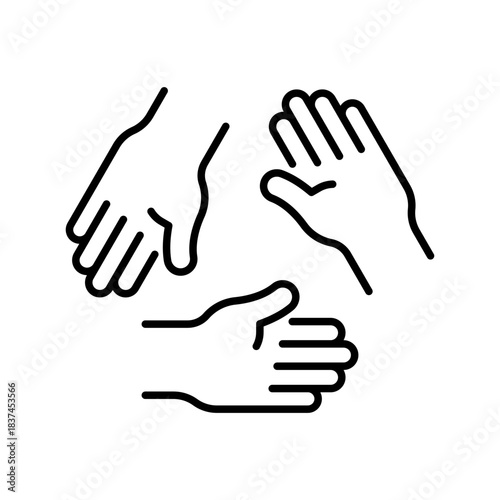 Handshake vector icon. editable line icon with outline style and teamwork symbols