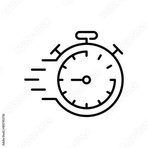 Stopwatch vector icon. editable line icon design, outline timer, fast clock, speed