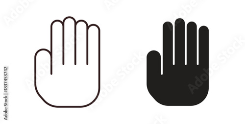 Stop icons design is in black and white, line stock illustration