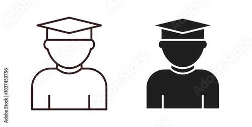 Student icons design is in black and white, line stock illustration