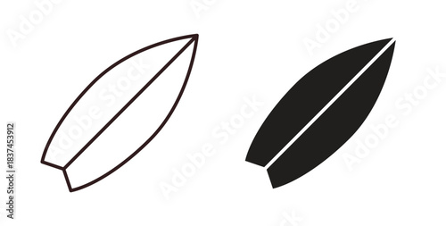 Surf board icons design is in black and white, line stock illustration