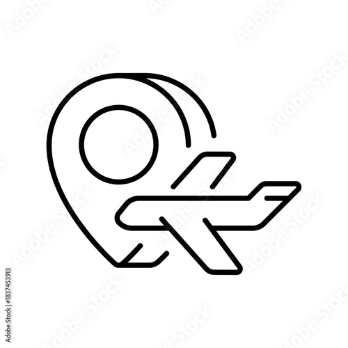 Map location vector icon: editable line icon in outline style, gps, navigation, direction