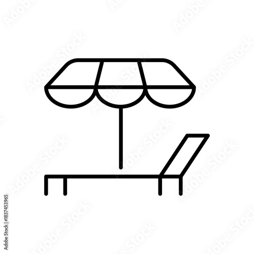Beach lounger vector icon. editable line icon in outline style for summer, vacation, relax