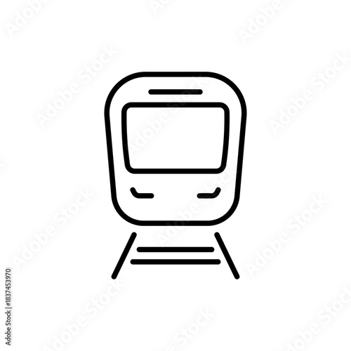 Train vector icon: editable line icon in outline style with transport symbols