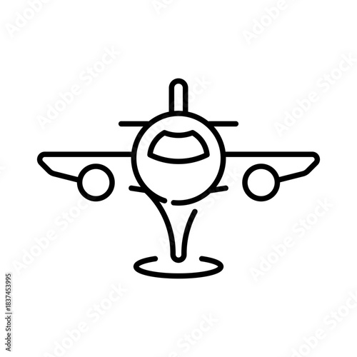 Airplane vector icon. editable line icon in a flat, outline style for travel