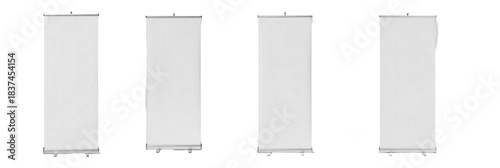 Collection of White Blank Pull-Up Roller Banners, Isolated on white with Abstract Oil Paint Texture (PNG)