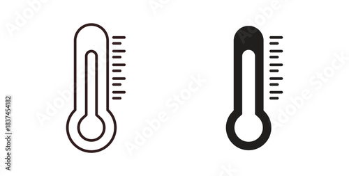 Temperature icons design is in black and white, line stock illustration