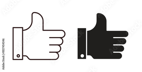 Thumb icons design is in black and white, line stock illustration