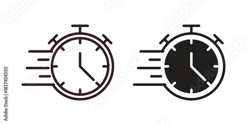 Time fast icons design is in black and white, line stock illustration