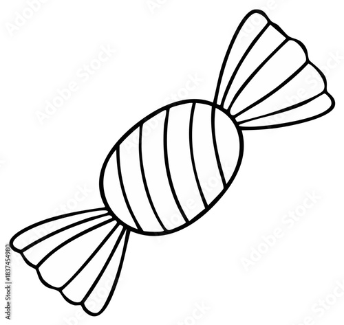 Wrapped Candy Illustration Sweets Confection Graphic Line Art Drawing Vector