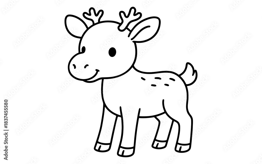 Fototapeta premium Cute reindeer outline design for festive holiday coloring pages