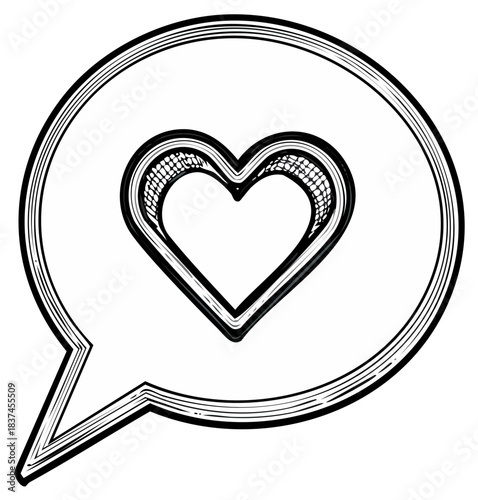 Hand Drawn Heart Inside a Speech Bubble Illustration