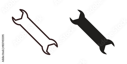 Wrench icons design is in black and white, line stock illustration