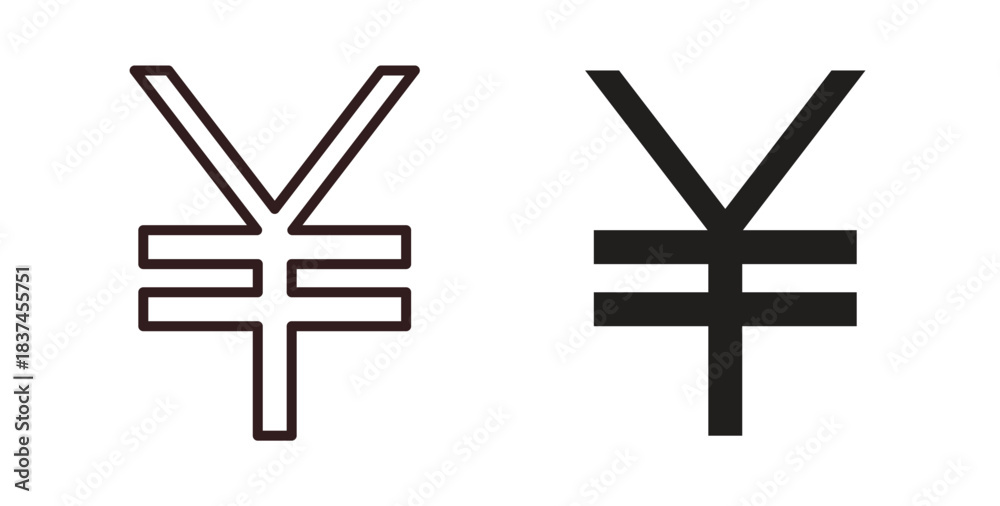 Obraz premium Yen icons design is in black and white, line stock illustration