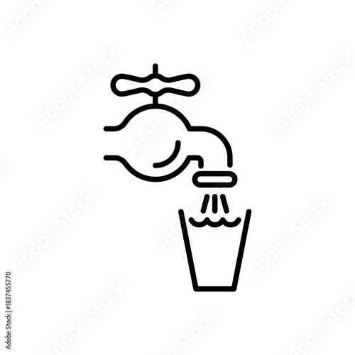 Water vector icon. editable line icon for plumbing, linear design, outline style