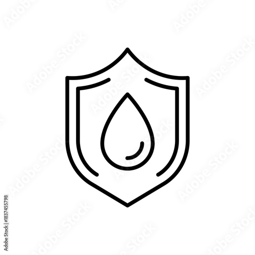 Water protection vector icon. editable line icon, outline safety and shield symbol