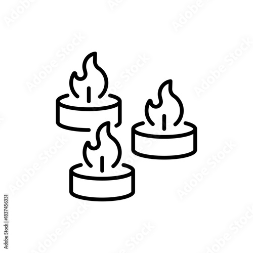 Candle vector icon. editable line icon in outline style for warmth, flame, light