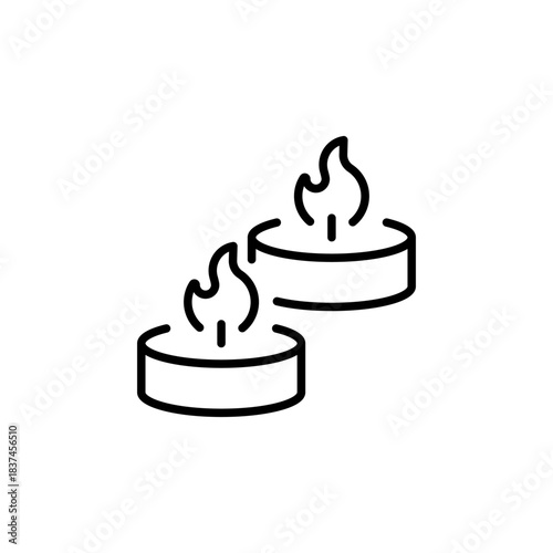 Tealight vector icon. editable line icon, outline style candle symbols