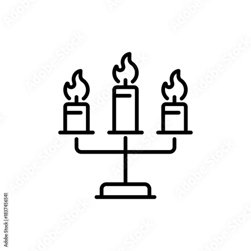 Candlestick vector icon. editable line icon in outline style for home decor, light, and vintage themes