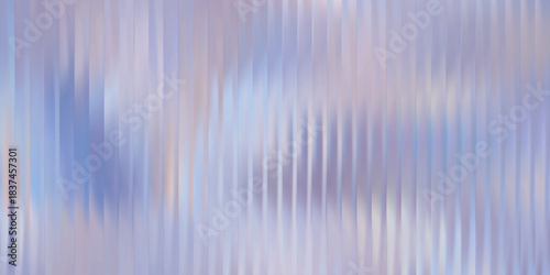 Abstract vertical reeded glass texture, soft purple blue gradient with frozen refraction. Ribbed pattern background, vector illustration.