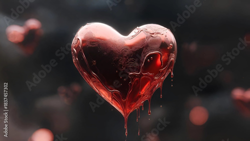 red heart on black background