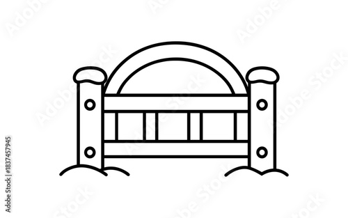 Simple outline of a garden gate with posts and arch top