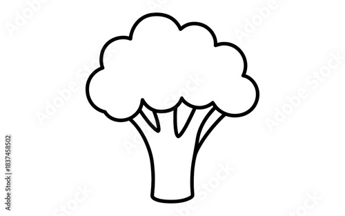 Simple black and white broccoli outline for coloring and design projects