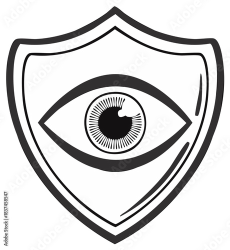 Stylized eye within a protective shield symbol representing security vigilance and digital privacy