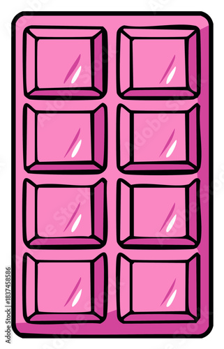 Vibrant pink silicone ice cube tray mold in a playful cartoon vector style