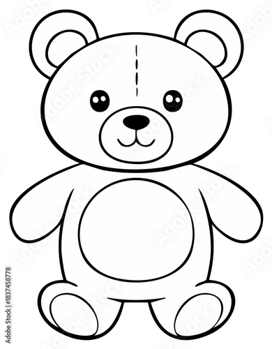 Cute cartoon teddy bear line art illustration for kids and design
