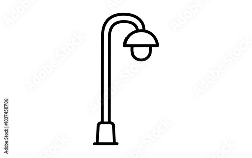 Minimalist linear street lamp design on clean white background