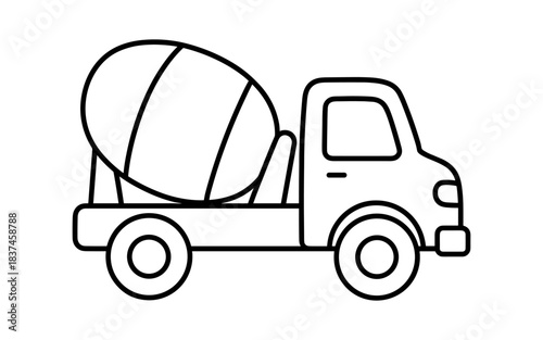 Outline drawing of a concrete mixer truck for construction projects
