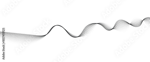 Flowing Dot Wave halftone gradient pattern on transparent background	