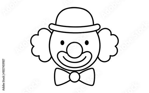 Minimalist clown face outline design for coloring pages and art projects