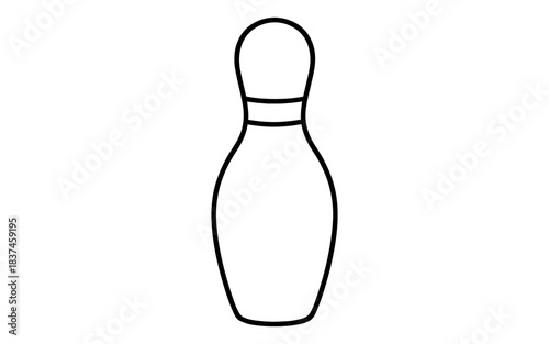 Simple black and white outline of bowling pin icon for sports design