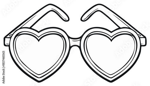 Black outline heart shaped sunglasses accessory for fashion and love illustration