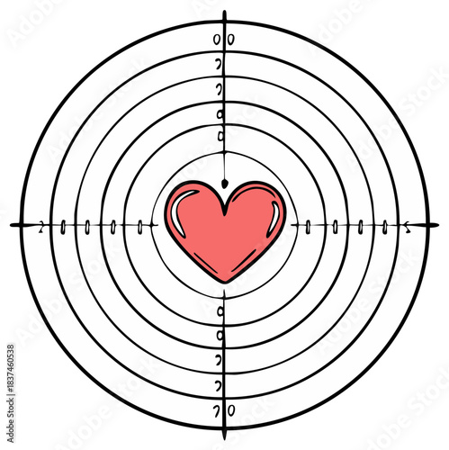 Love Heart in Bullseye Target Concept, Valentine's Day Aiming for Romance