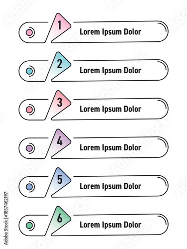 Six step linear banner set. Banner set for education, business, technology