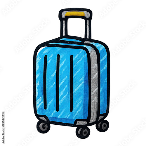 Hard shell luggage illustration with bold black outline